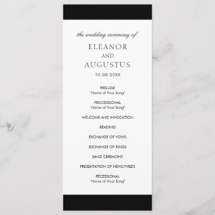 Minimal Black White Classic Elegant Modern Wedding Programme