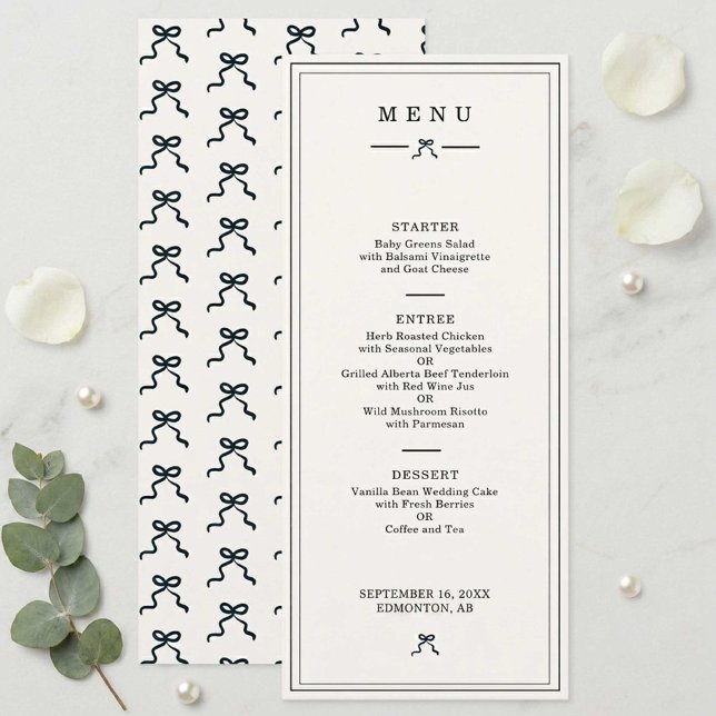 Minimal Black & White Coquette Wedding Reception Menu (Creator Uploaded)