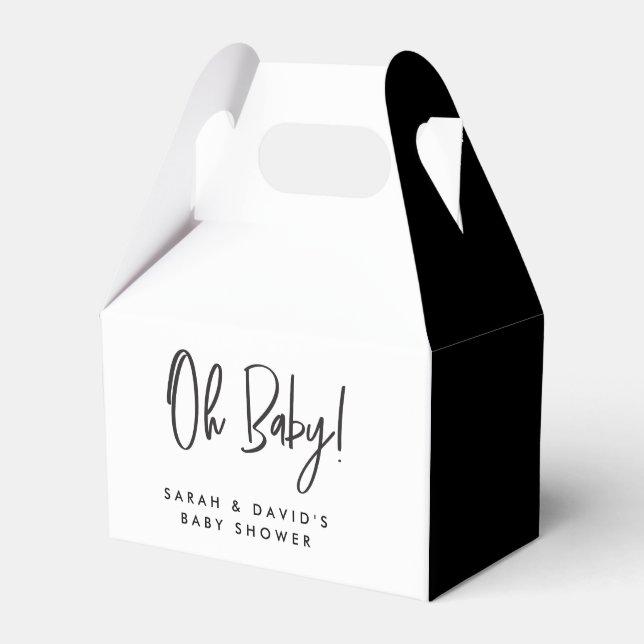 Minimal Black white Couple Baby shower Thank you Favour Box (Front Side)
