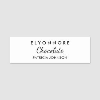 Minimal Black White Custom Staff Name Tag