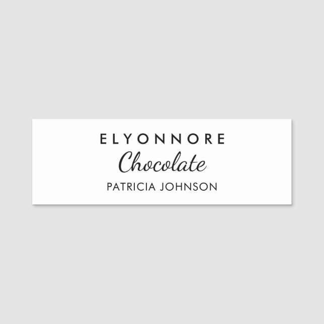 Minimal Black White Custom Staff Name Tag (Front)