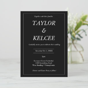 Minimal Black & White CUSTOMIZABLE Wedding Invitation