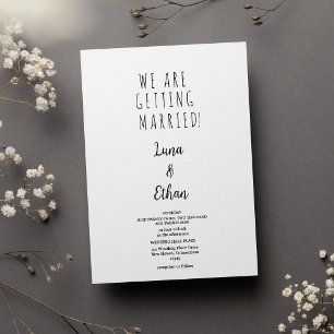 Minimal black white elegant typography wedding  invitation