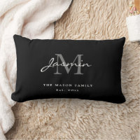 Minimal Black White Family Monogram Elegant