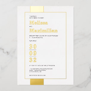 Minimal black white gold simple bold wedding