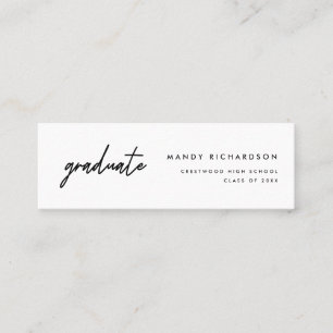 Minimal Black & White Graduation Name Card Insert
