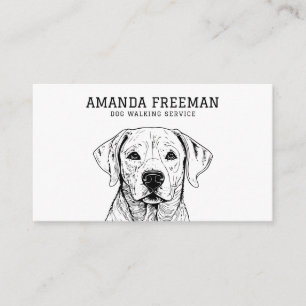 Minimal Black & White Labrador Dog Walker Business Card
