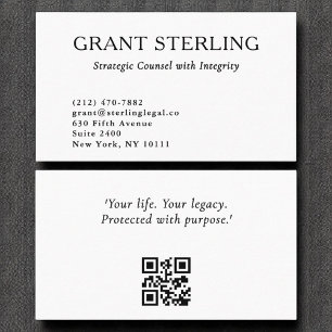 Minimal Black White Legal QR Code  Business Card