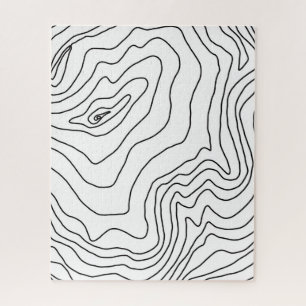 Minimal Black & White line art Modern Design Jigsaw Puzzle