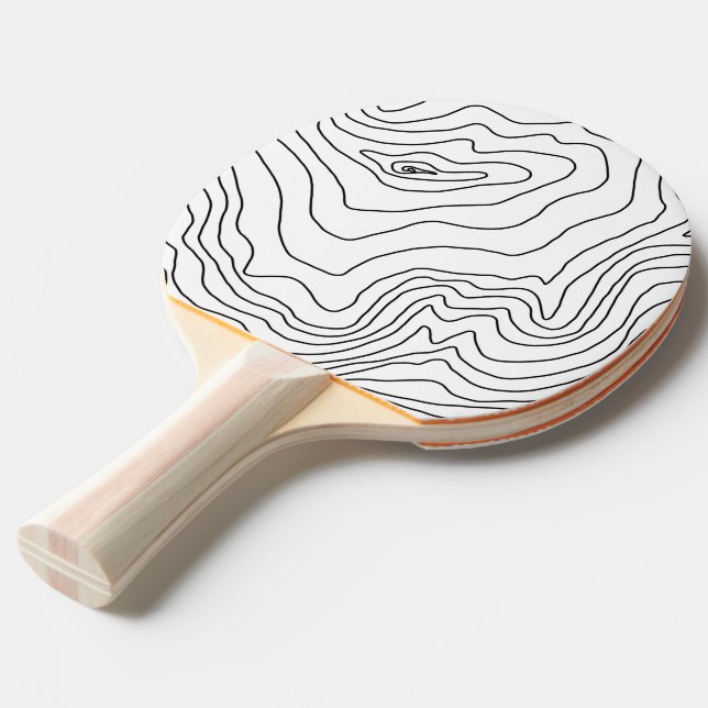 Minimal Black & White line art Modern Design Ping Pong Paddle (Front Angle)
