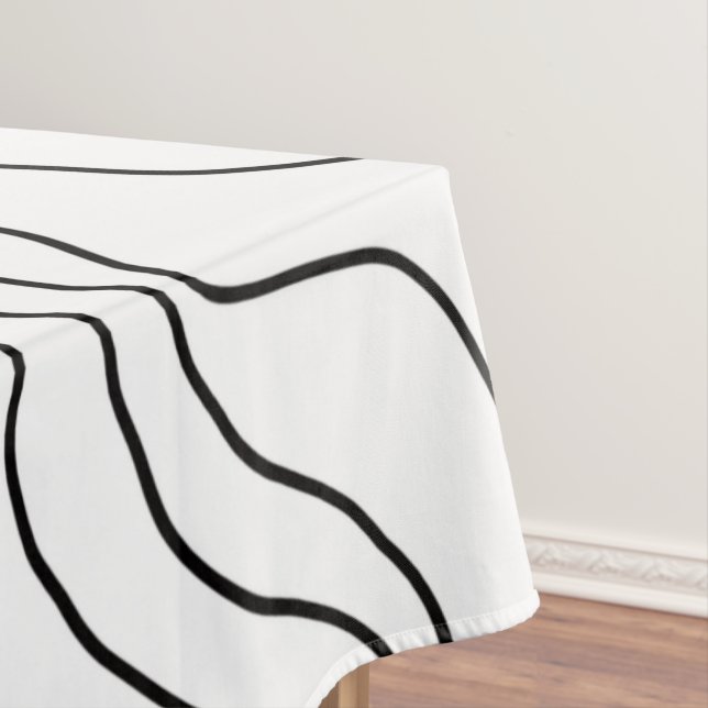 Minimal Black & White line art Modern Design Tablecloth (In Situ)