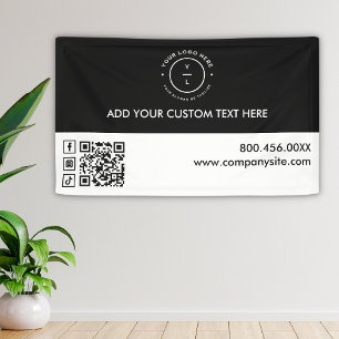 Minimal Black White Logo Social Media Event Vinyl Banner