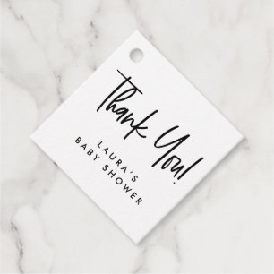Minimal Black white Modern Baby shower Thank you Favour Tags
