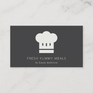 Minimal Black & White Modern Chef Hat Catering Business Card