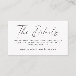 Minimal Black White Modern Script Wedding Website  Enclosure Card