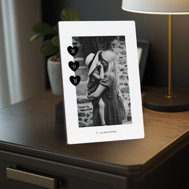 Minimal Black & White Mum Love Photo Keepsake Plaque (Creator Uploaded)