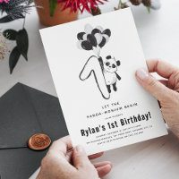 Minimal Black & White Panda 1st Birthday Party