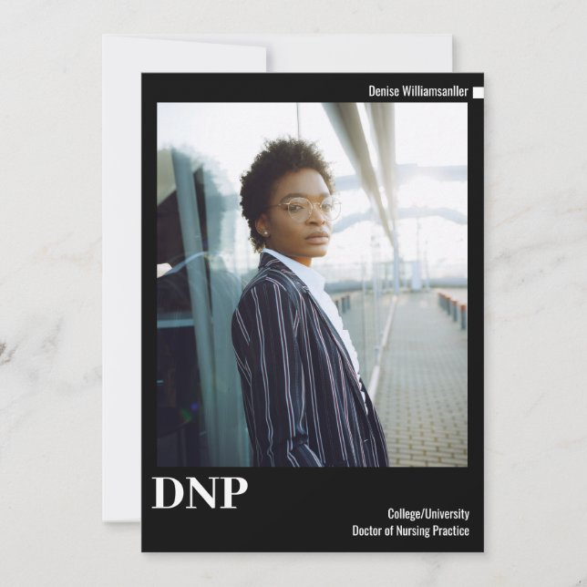 Minimal Black White Photo DNP Graduation Announcement (Front)