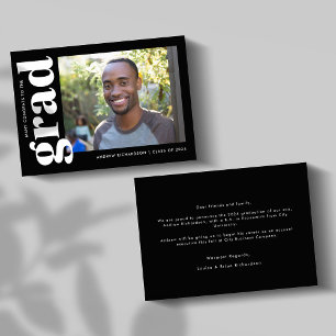 Minimal Black White Photo Graduation Announcement
