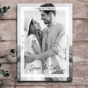 Minimal Black White Photo QR Code Save the Date Invitation