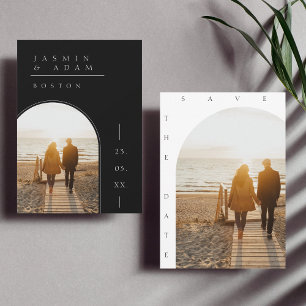 Minimal Black White Photo Wedding Save The Date