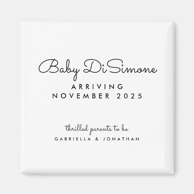 Minimal Black White Pregnancy Announcement  Magnet (Front)