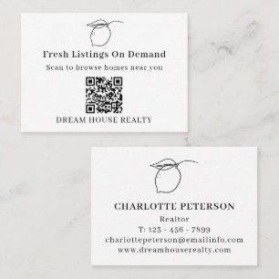 Minimal Black & White QR Code Summer Real Estate  Business Card