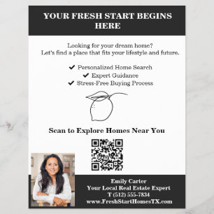 Minimal Black & White QR Code Summer Realtor Flyer