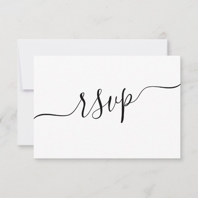 Minimal Black & White QR Code Wedding RSVP (Front)