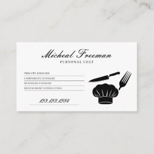 Minimal Black & White Recipe Personal Chef Business Card