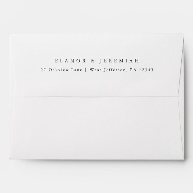 Minimal Black White Return Address Wedding Envelope (Back (Top Flap))