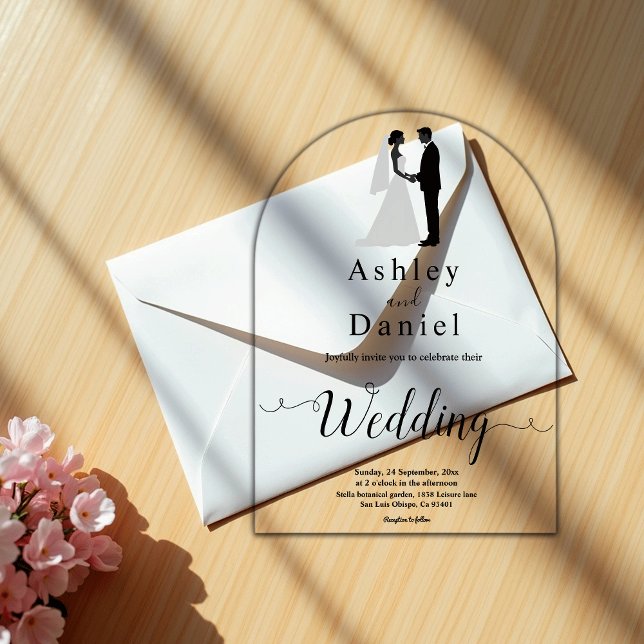 Minimal Black & White Romantic Modern Wedding Acrylic Invitations (Creator Uploaded)