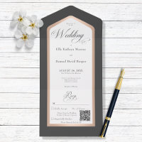 Minimal Black & White Rose Gold Modern QR Code