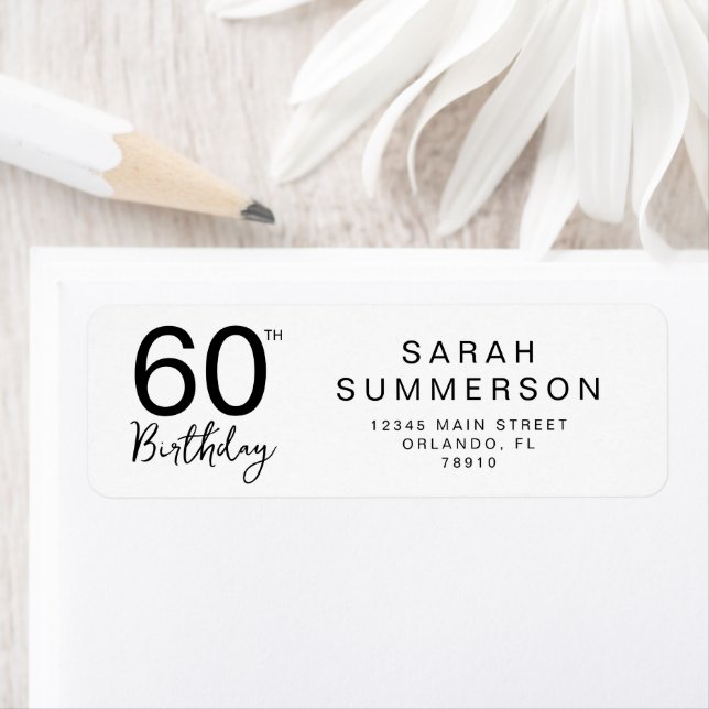 Minimal Black White Script 60th Birthday Address (Insitu)