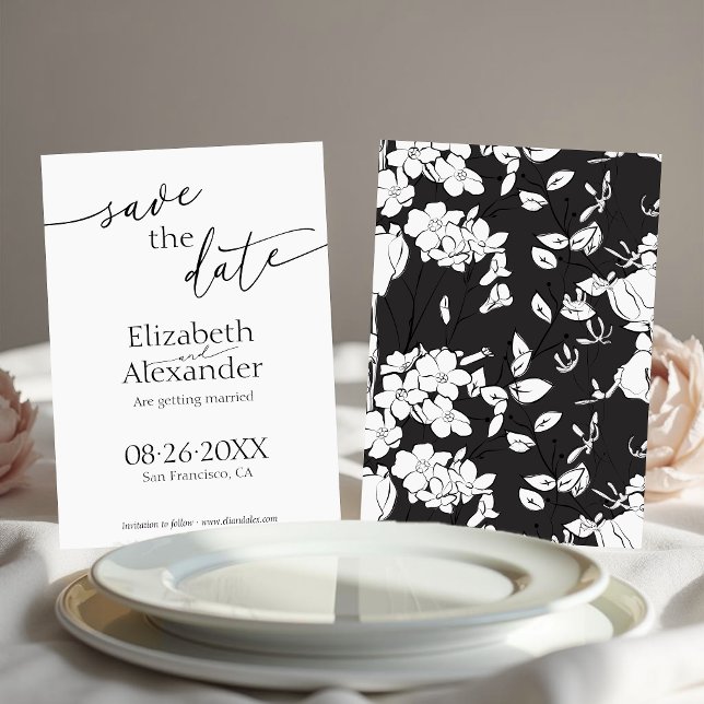 Minimal Black & White Script Fancy Save the Date Invitation (Creator Uploaded)