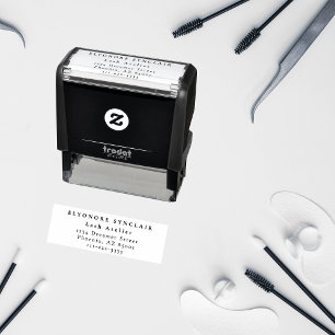 Minimal Black White Script Lash Self-inking Stamp