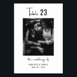 Minimal Black White Script Photo Wedding Table Number<br><div class="desc">Minimal Black White Script Wedding Table Number card,  customise this product with any table number you need and your image of choice plus names and wedding date. This item is part of a collection with more matching items.</div>