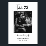Minimal Black White Script Photo Wedding Table Number<br><div class="desc">Minimal Black White Script Wedding Table Number card,  customise this product with any table number you need and your image of choice plus names and wedding date. This item is part of a collection with more matching items.</div>