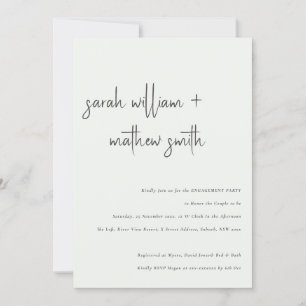 Minimal Black & White Script Typography Engagement Invitation
