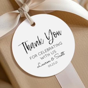 Minimal Black & White Thank You Wedding Favour Tag