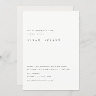 Minimal Black & White Typography Bridal Shower Invitation