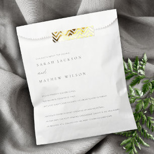 Minimal Black & White Typography Wedding Fun Facts Favour Bags