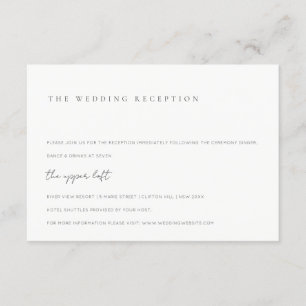 Minimal Black & White Typography Wedding Reception Enclosure Card