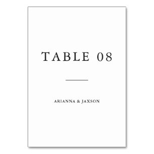 Minimal Black White Typography Wedding Table Number