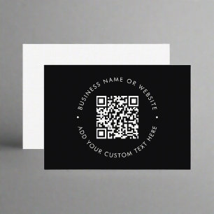 Minimal Black White Website Scannable QR Code Business Card
