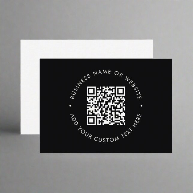 Minimal Black White Website Scannable QR Code  Business Card (Creator Uploaded)