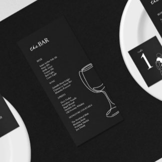 Minimal Black&White Wedding Bar Menu