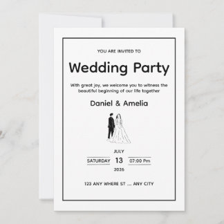 Minimal Black & White Wedding Invitation