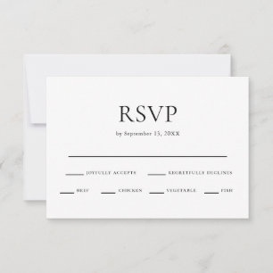 Minimal Black & White Wedding Meal Choice RSVP Card