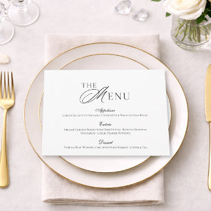 Minimal Black & White Wedding Menu card